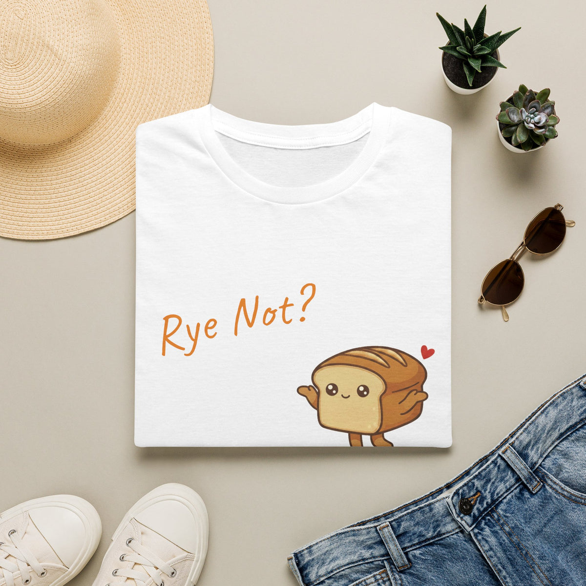 Rye Not Cartoon Bread T Shirt, Cute Bread Pun Tee, Kawaii Loaf Graphic Tee, Funny Baker Gift, Sourdough Lover Shirt, Foodie Gift